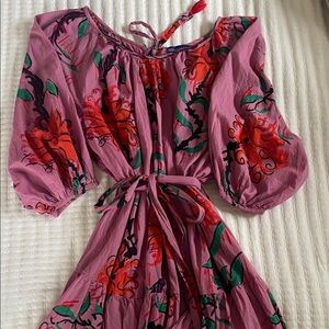 Floral purple dress with tie waist